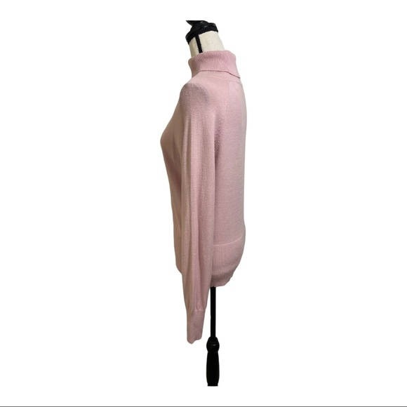 Halogen womens turtleneck ribbed details long sleeve sweater Viscose pink large - Picture 5 of 12